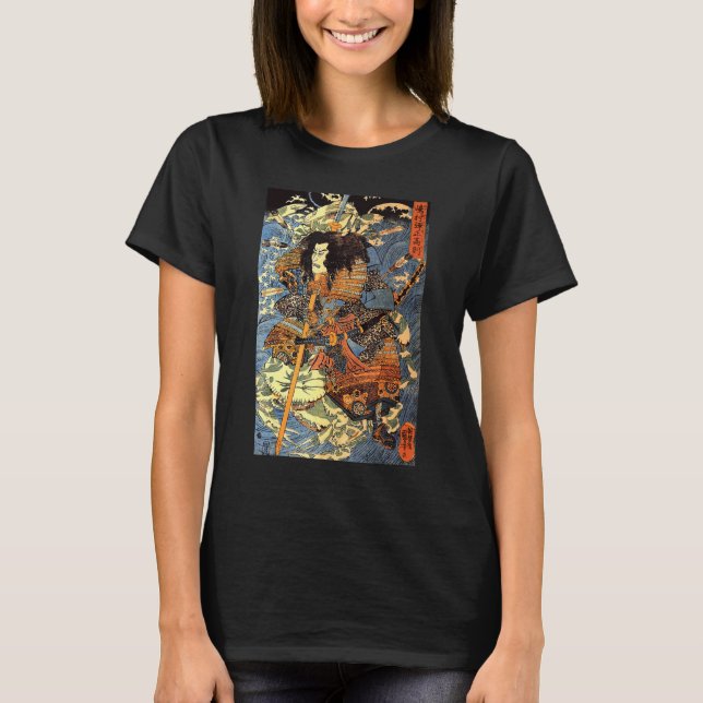 T-shirt Arrow Japonaise Rétro Blessé Samurai Riding Sea Cr (Devant)