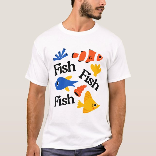 T-shirt art à motif de poisson (Devant)