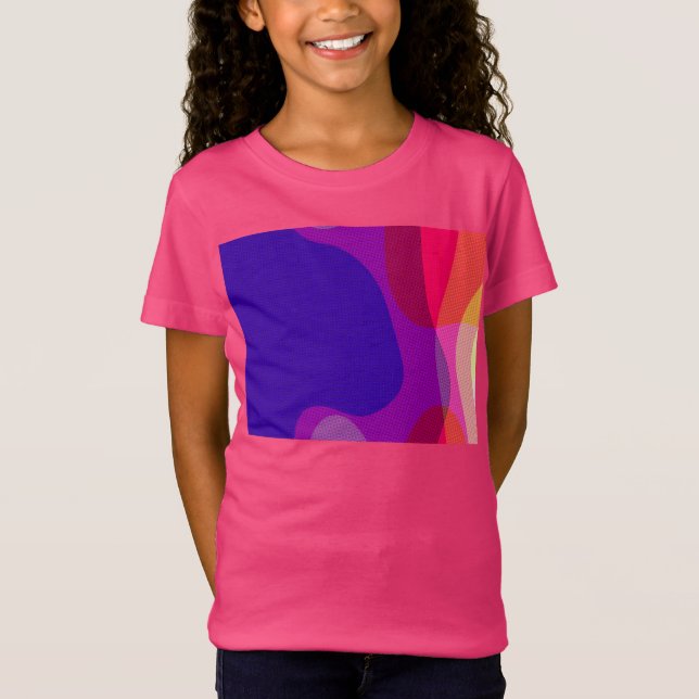 T-Shirt Art Abstrait 4897 - Rose violet orange jaune (Devant)