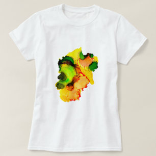T-shirt art Abstrait alcool encre jaune vert