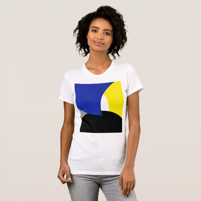 T-shirt Art Abstrait Bleu Jaune (Devant entier)