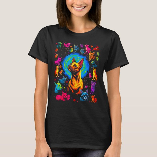 T-shirt Art Abstrait de Chat Siamois (Devant)