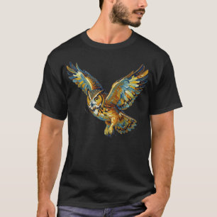 T-shirt Art abstrait de chouette volante avec coup de pinc