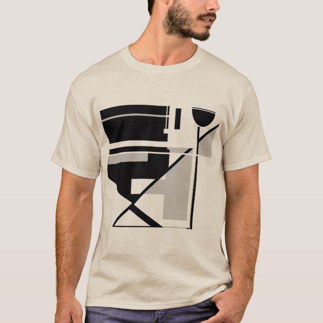 T-shirt Art Abstrait d'inspiration MCM gris-noir (Devant)