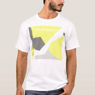 T-shirt Art Abstrait Énergie gris jaune