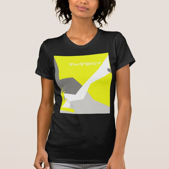 T-shirt Art Abstrait Énergie gris jaune (Devant)