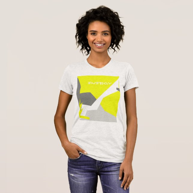 T-shirt Art Abstrait Énergie gris jaune (Devant entier)