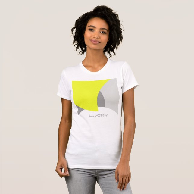 T-shirt Art Abstrait gris jaune blanc (Devant entier)