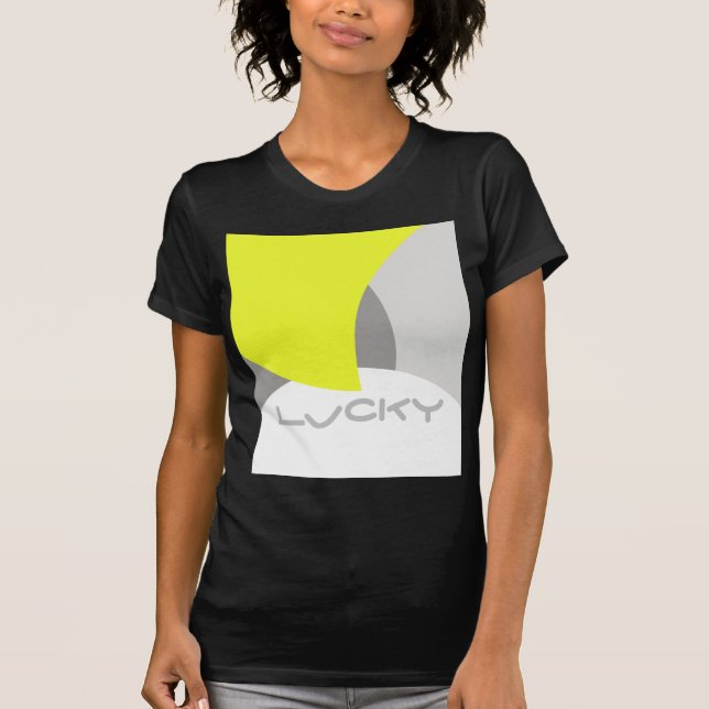 T-shirt Art Abstrait gris jaune blanc (Devant)