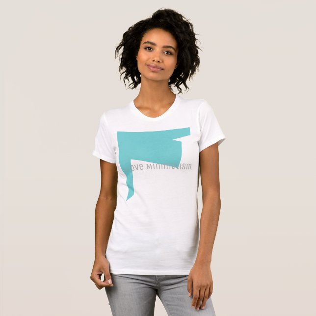 T-shirt Art Abstrait Minimalisme Bleu Blanc (Devant entier)
