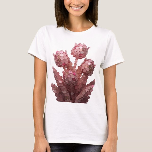 T-shirt Art abstrait rose aux contours nets Design moderne (Devant)