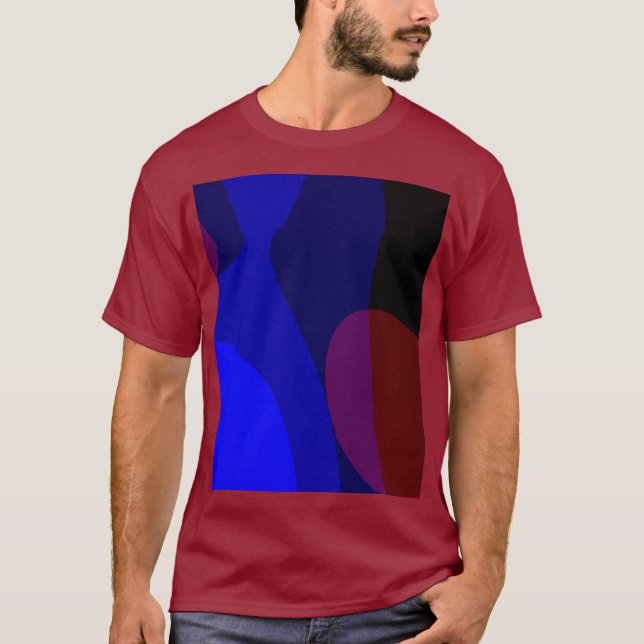 T-shirt Art Abstrait Rouge Et Bleu 601 (Devant)