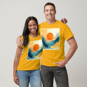 T-shirt Art Abstrait Sunset Waves