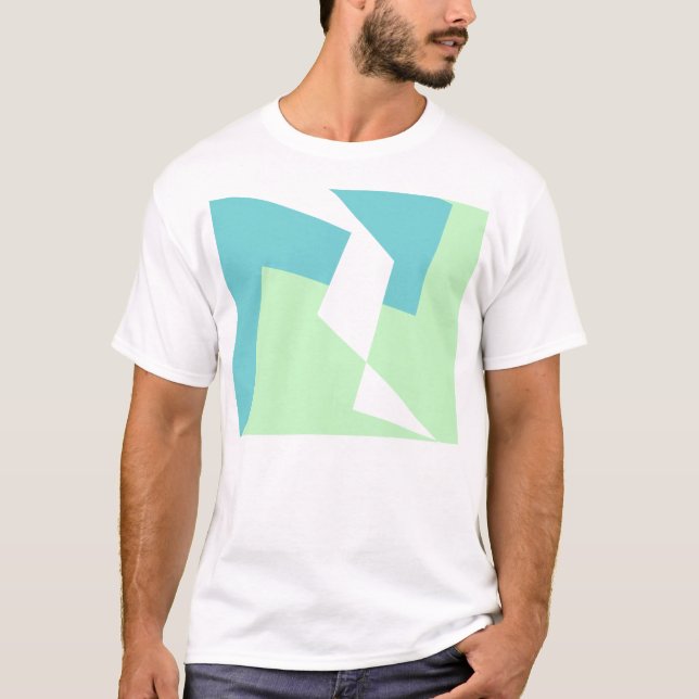 T-shirt Art Abstrait Turquoise Bleu Vert (Devant)
