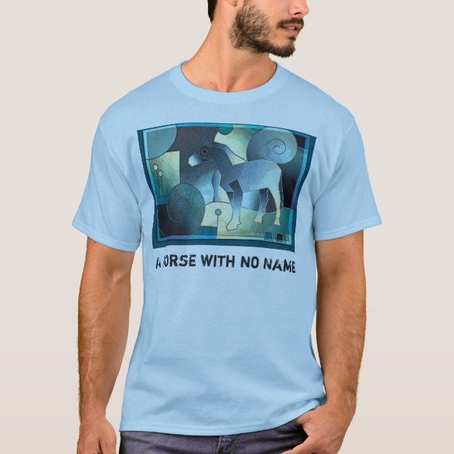 T-shirt ART abstrait - UN CHEVAL - sable bleu (Devant)