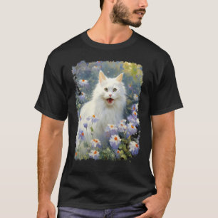 T-shirt Art acrylique chat blanc