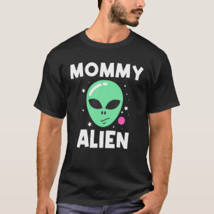 T-shirt Art Alien cool Pour Femmes Maman Green Head Galaxy