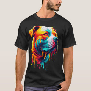 T-shirt Art américain de pit-bull terrier drôle peinture q