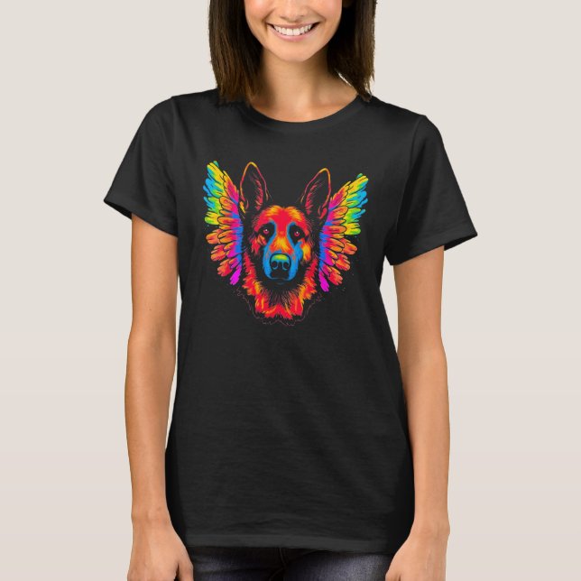 T-shirt Art Angel Heaven German Shepherd Dog (Devant)