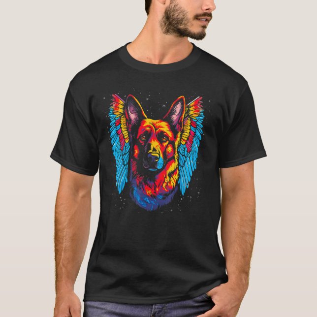 T-shirt Art Angel Wings German Shepherd Dog (Devant)