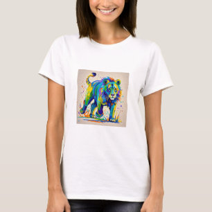 T-shirt Art animal Lion abstrait coloré