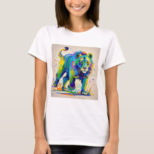 T-shirt Art animal Lion abstrait coloré
