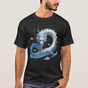 T-shirt Art Blue Dragon   Esthétique Fantastique Mythique 