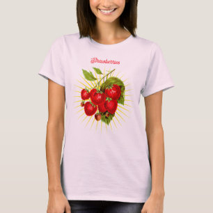 T-shirt Art botanique de fruits de fraises vintage