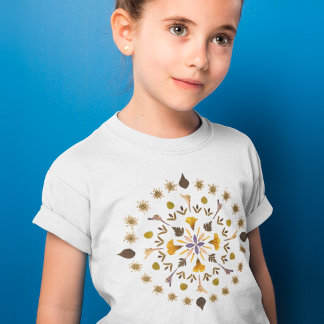 T-shirt Art botanique mandala fleurs pressées