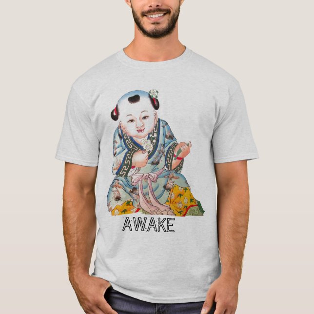 T-shirt Art bouddhiste asiatique riant de Bouddha de bonne (Devant)