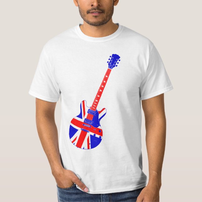 T-shirt Art britannique de guitare d'Union Jack (Devant)