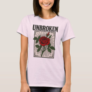 T-shirt Art brodé Rose ininterrompu