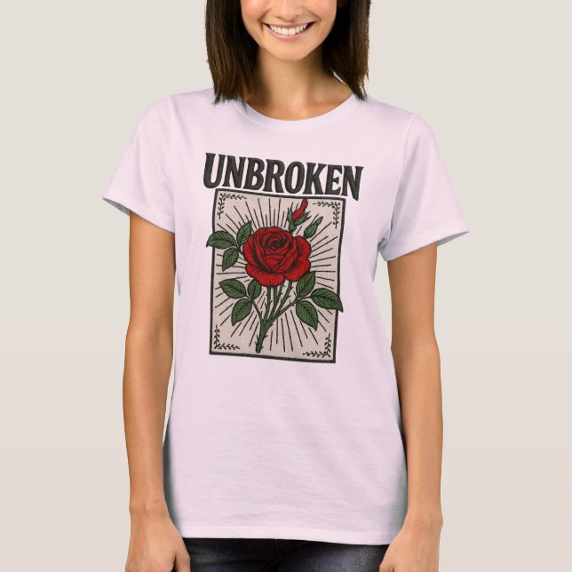 T-shirt Art brodé Rose ininterrompu (Devant)