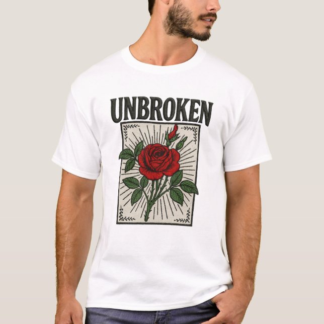 T-shirt Art brodé Rose ininterrompu (Devant)