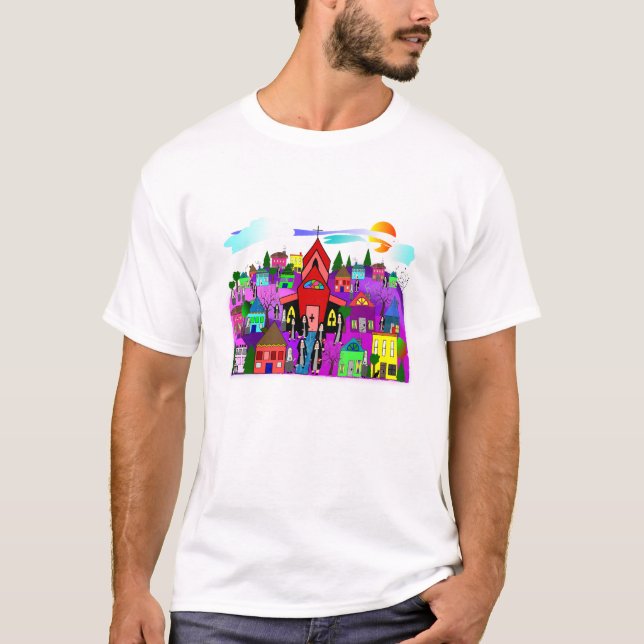 T-shirt Art catholique de nonnes "se dirigeant à l'église (Devant)
