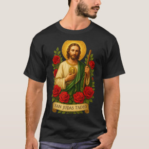 T-shirt Art catholique de saint Jude Thaddée avec des rose