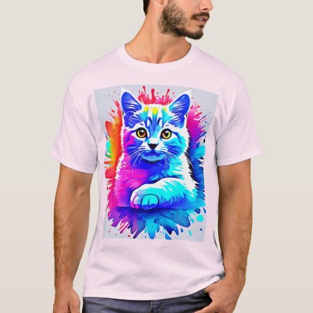 T-shirt Art Chat coloré (Devant)