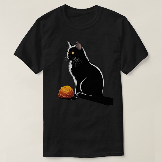 T-shirt Art Chat - Fleurs Art Chat Motif Animal Chat (Design devant)