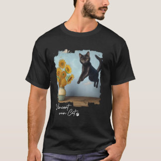 T-shirt Art Chat Noir Tournesols, Vincent van Chat, Drôle
