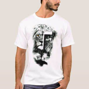 T-shirt Art chrétien jésus la croix Lion de juda