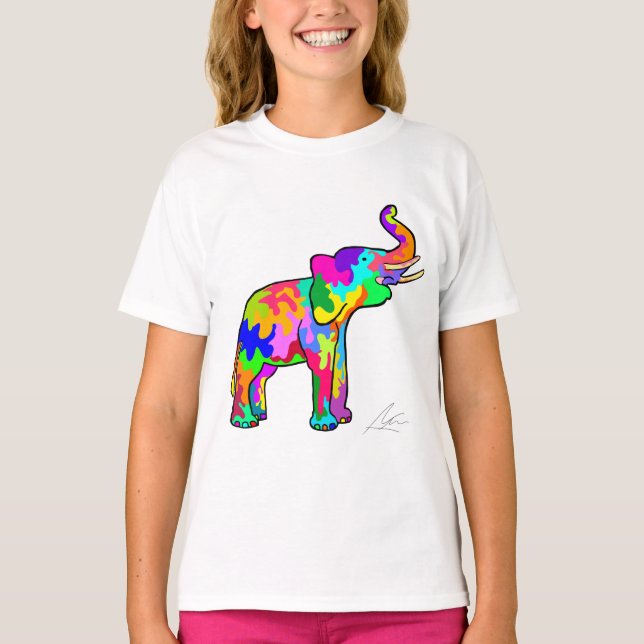 T-shirt Art coloré des éléphants (Devant)