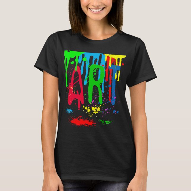 T-shirt ART coloré peinture drôle noir (Devant)