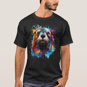T-shirt Art coloré Plâtre Loutres de mer Animaux Amoureux