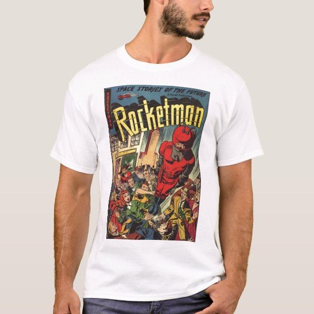 T-shirt Art comique d'âge d'or - Rocketman (Devant)