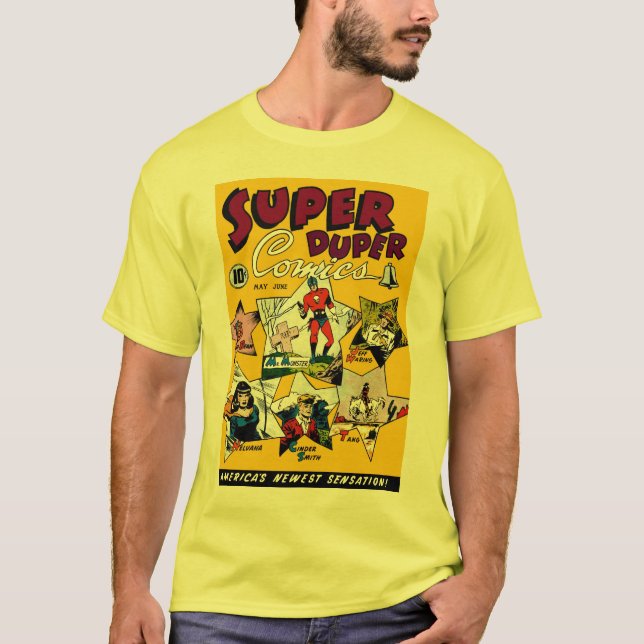 T-shirt Art comique de bande dessinée de superhéros (Devant)