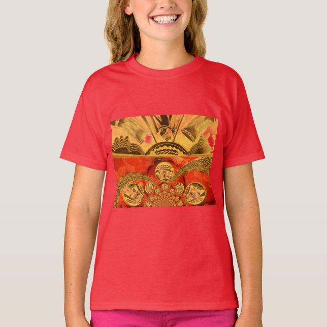 T-shirt Art Culturel Africain : Design Rouge Or Riche (Devant)