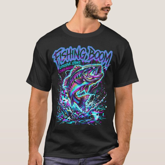T-shirt Art cyber néon Boom de pêche (Devant)