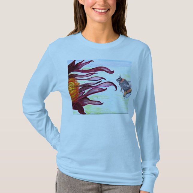 T-shirt - art d'abeille et de fleur (Devant)
