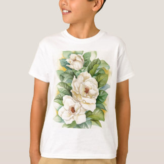 T-shirt Art d'aquarelle de fleur de magnolia - multi