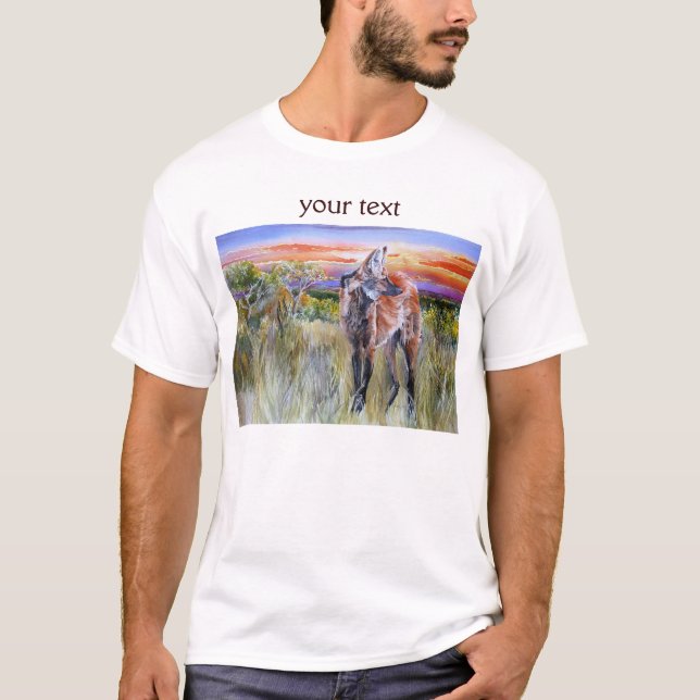 T-shirt Art d'aquarelle de loup Maned (Devant)